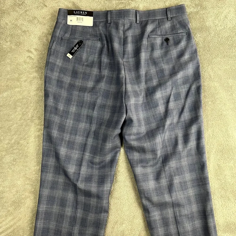 Ralph Lauren Black Label Edgewood Classic Plaid Suit Pants Mens 36 x 32 Blue NWT